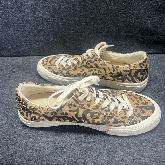 Madewell Sidewalk Sneakers Size 7 Brown White Leopard Print Low Top Lace Up - Picture 8 of 9